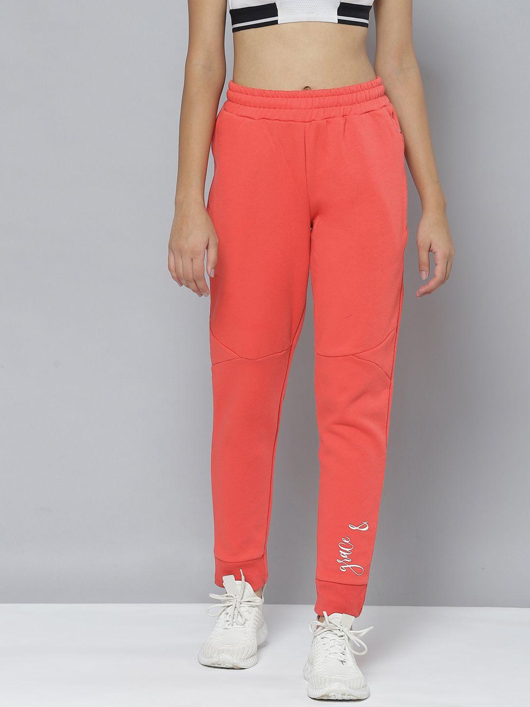 alcis-women-red-typography-printed-slim-fit-sports-joggers