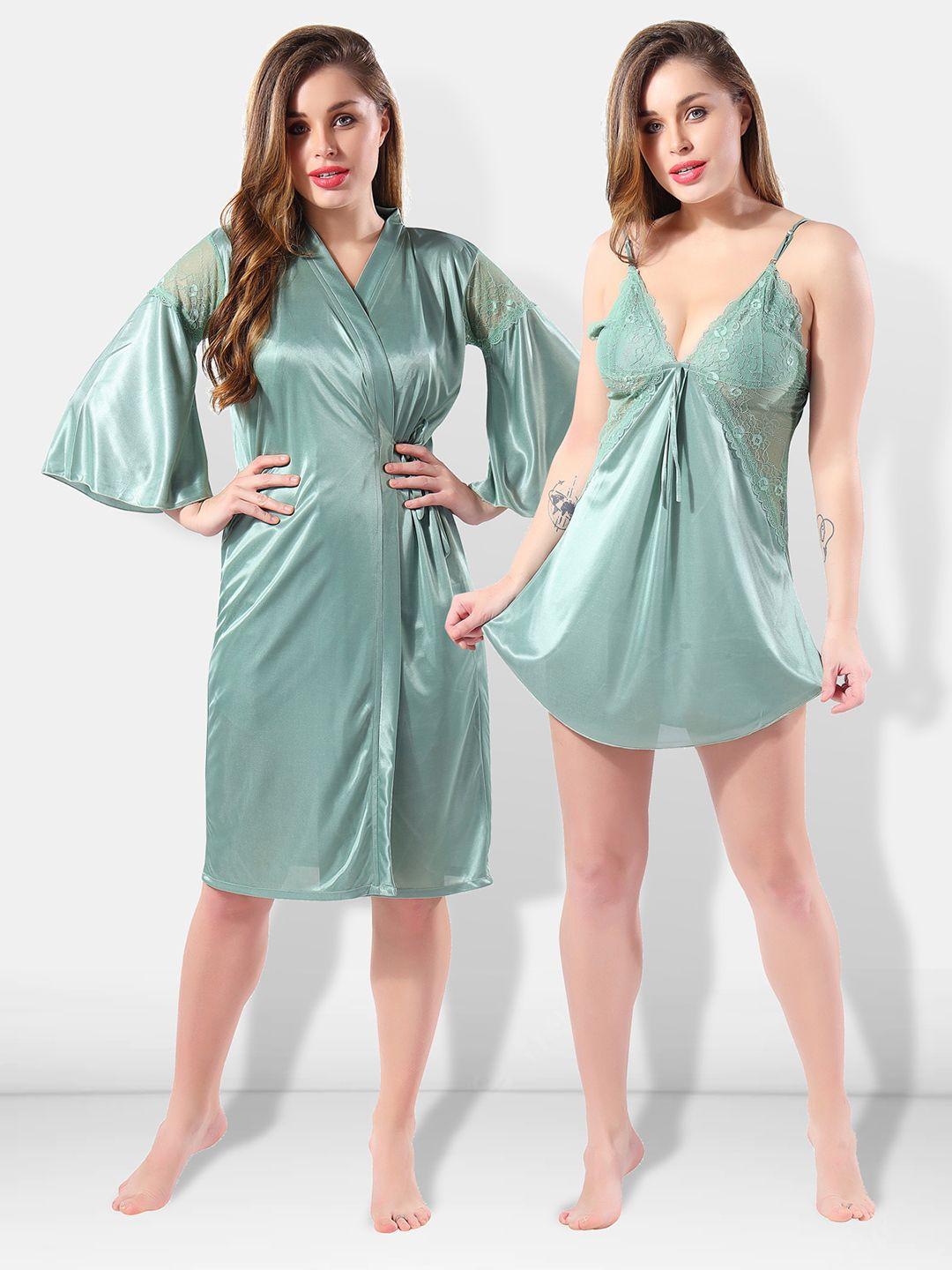 be-you-green-solid-satin-nightdress
