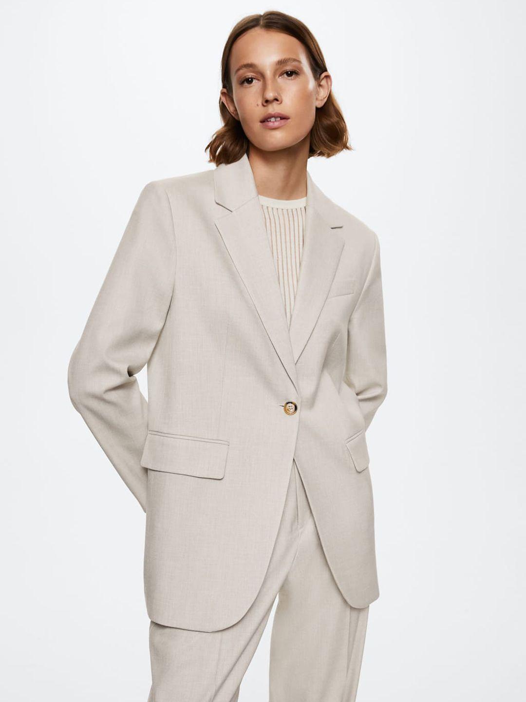 mango-light-grey-sustainable-oversized-fit-solid-formal-blazer