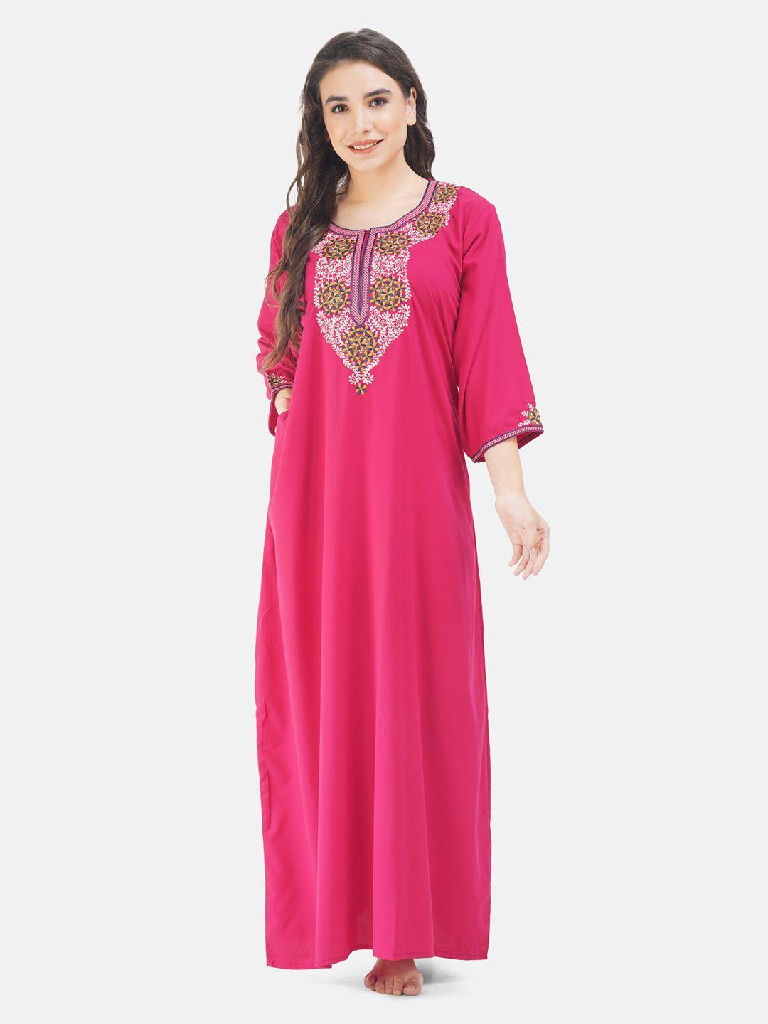 koi-sleepwear-pink-embroidered-maxi-nightdress-9-flower-pink
