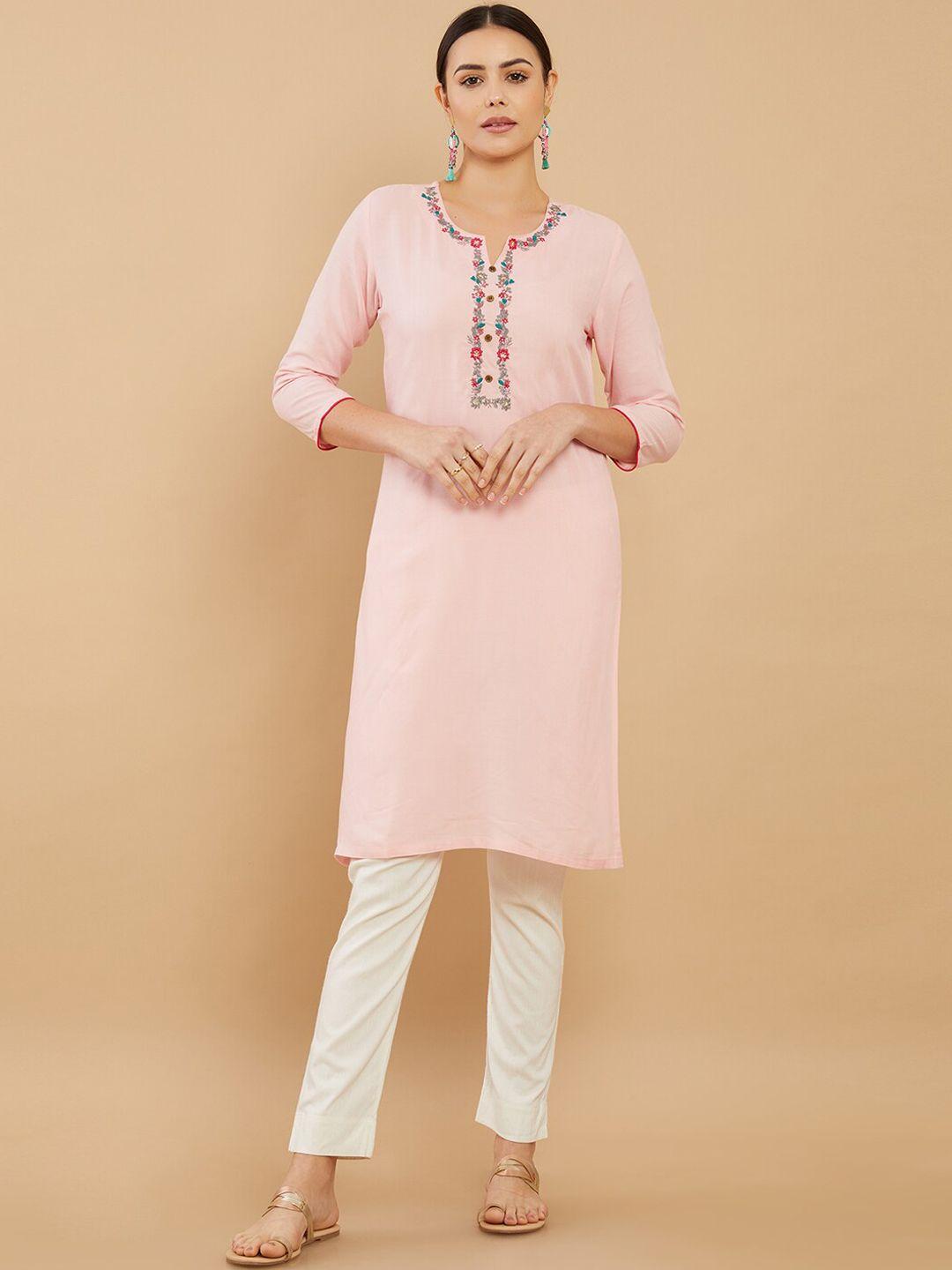 soch-women-pink-yoke-design-kurta