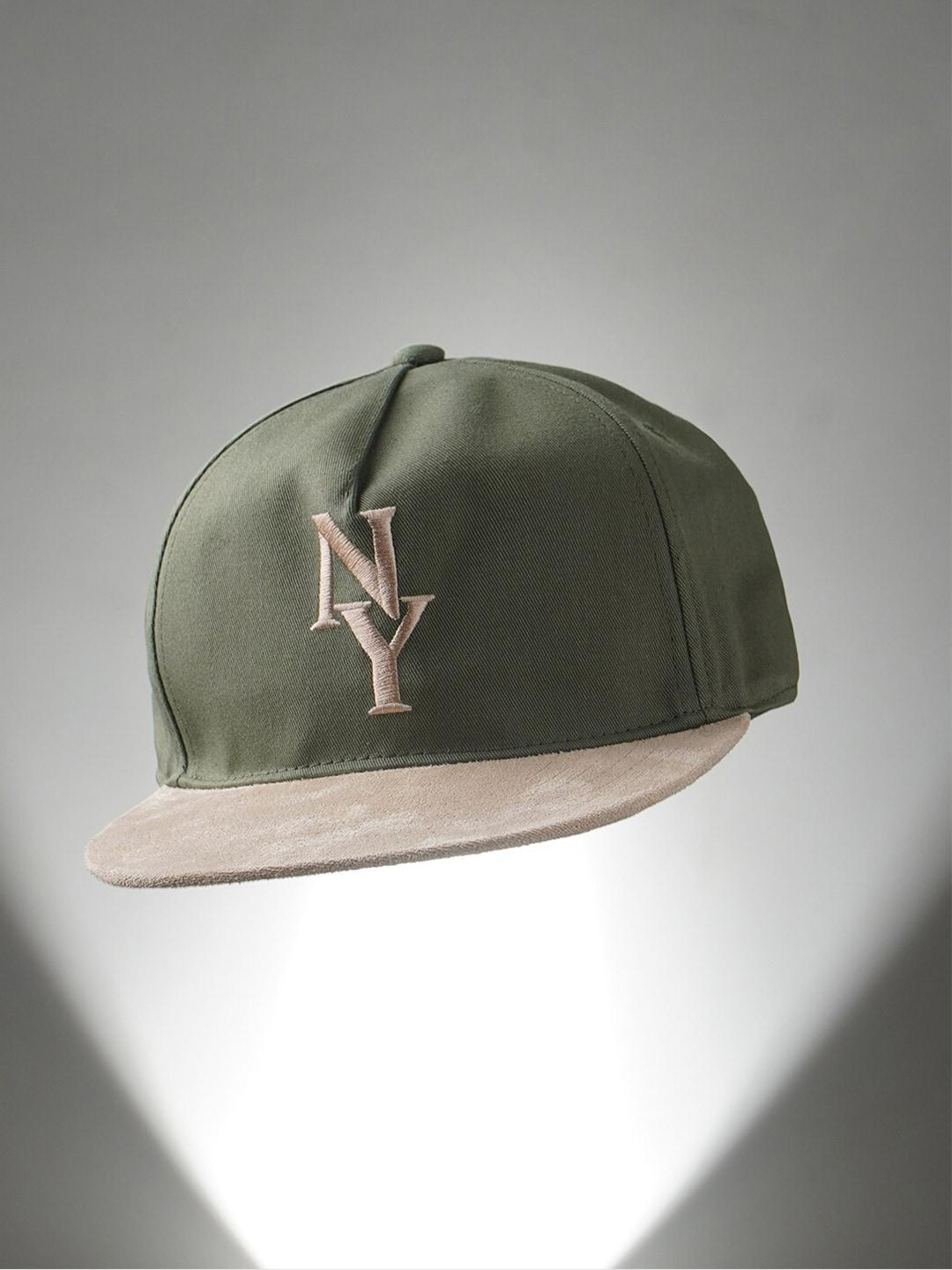jack-&-jones-men-green-&-bronze-toned-colourblocked-baseball-cap