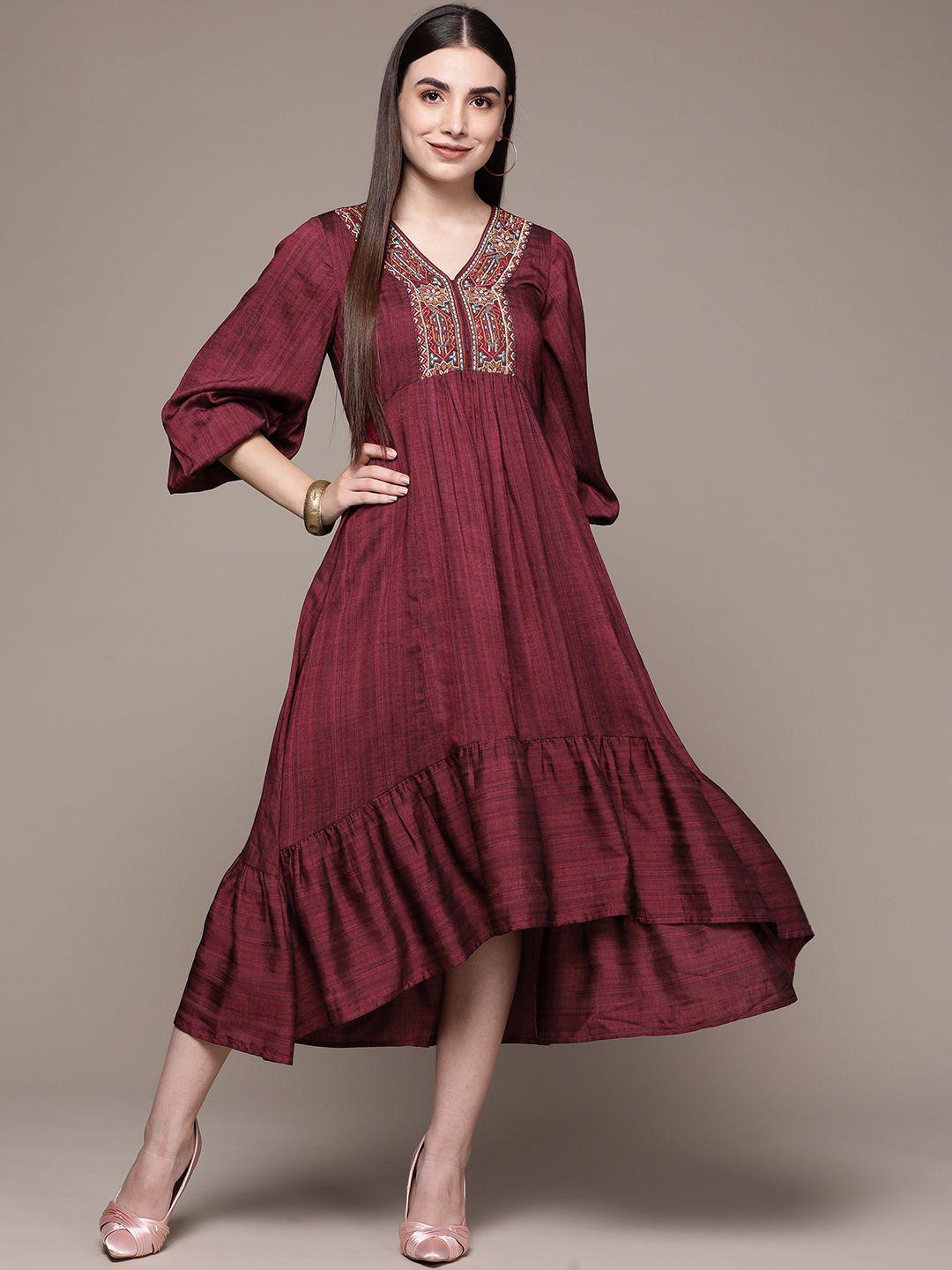 aarke-ritu-kumar-women-red-&-multicoloured-ethnic-motifs-embroidered-maxi-dress