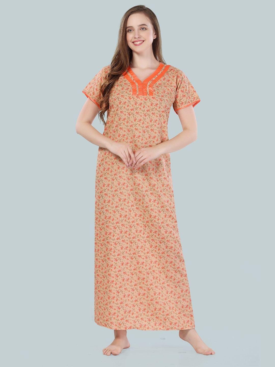 be-you-women-orange-printed-maxi-nightdress