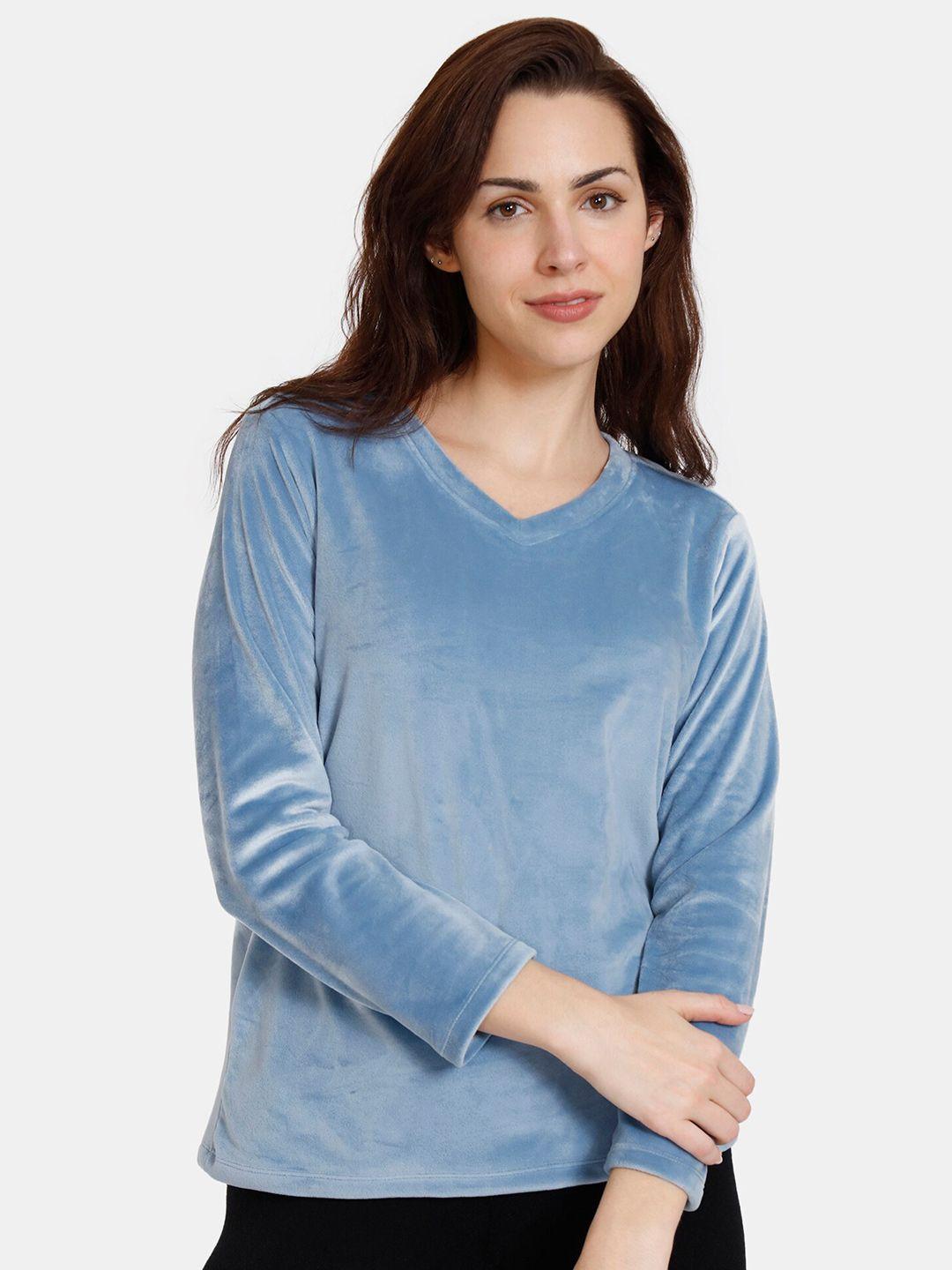 zivame-women-blue-v-neck-t-shirt