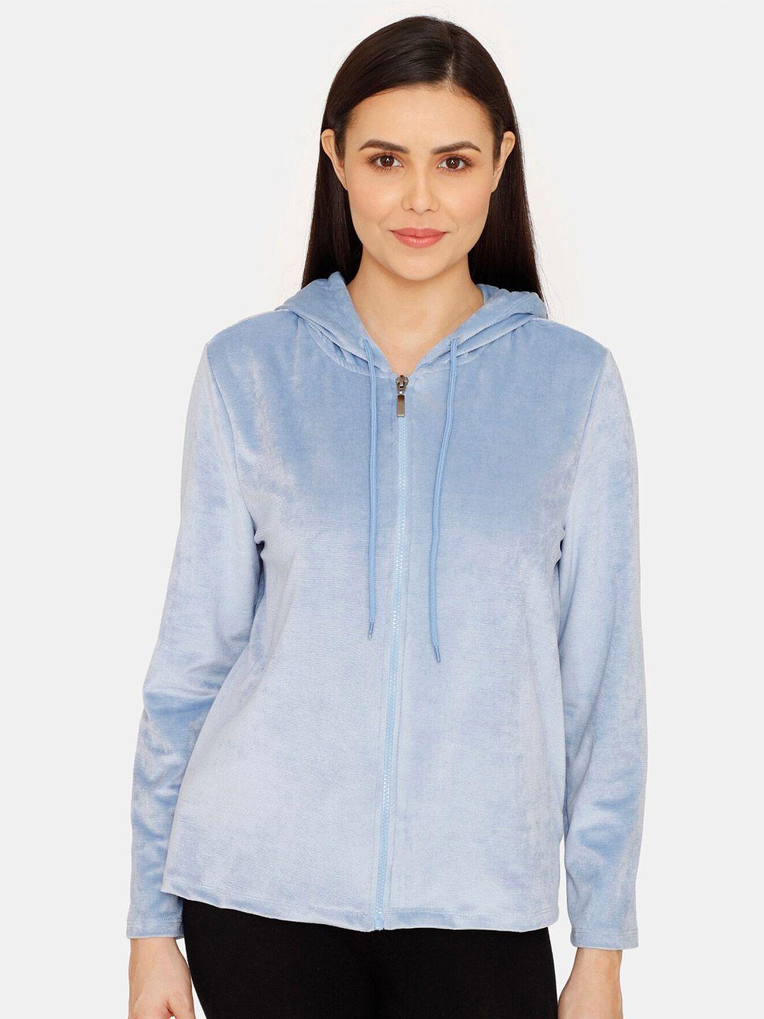 zivame-women-blue-hooded-sweatshirt