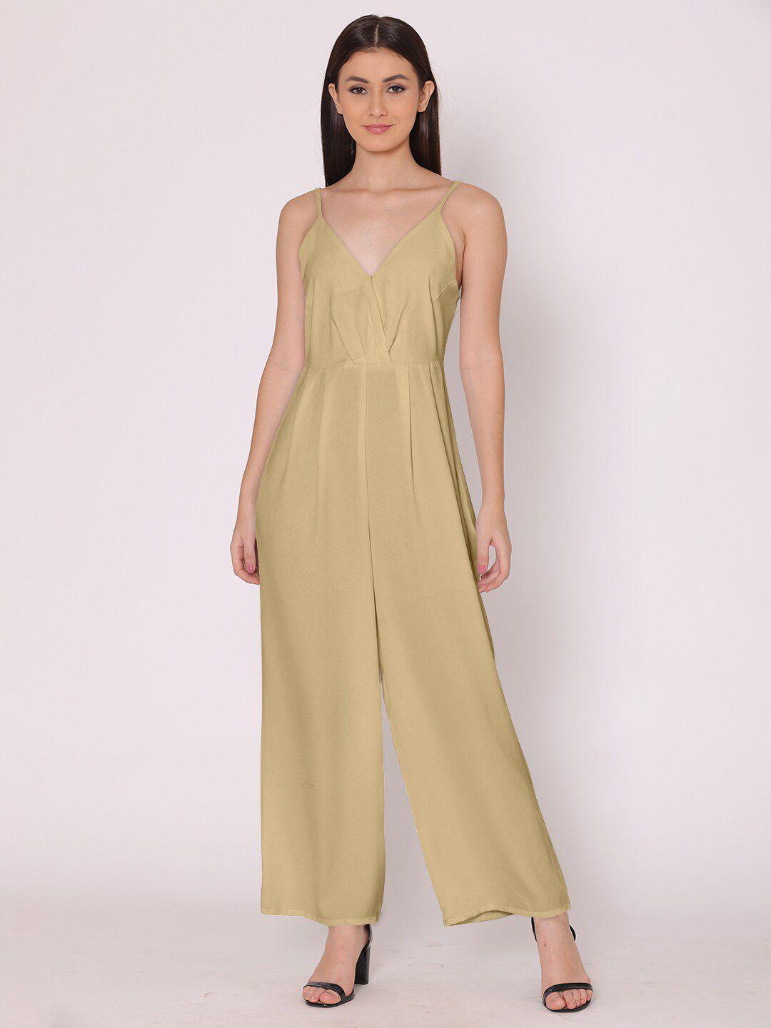 here&now-beige-solid-basic-jumpsuit