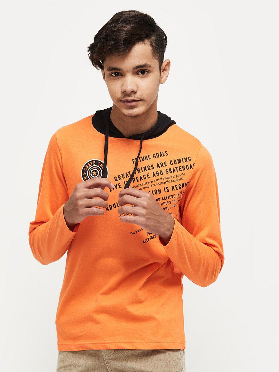max-boys-orange-typography-printed-pure-cotton-t-shirt