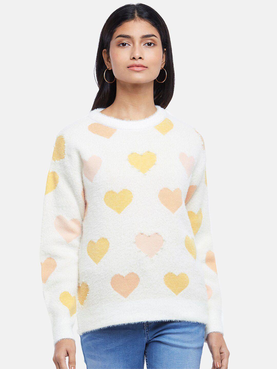 honey-by-pantaloons-women-off-white-&-yellow-printed-pullover-sweaters