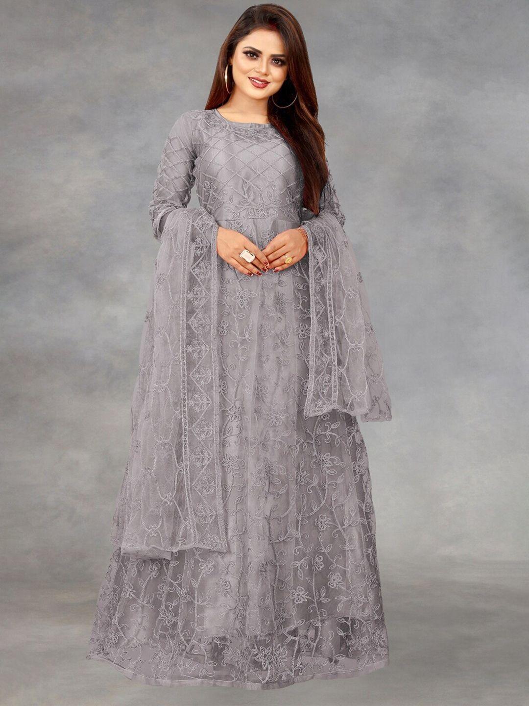 apnisha-women-grey-floral-net-ethnic-maxi-maxi-dress