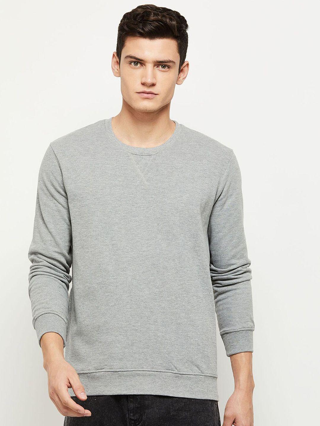 max-men-grey-melange-solid-sweatshirt