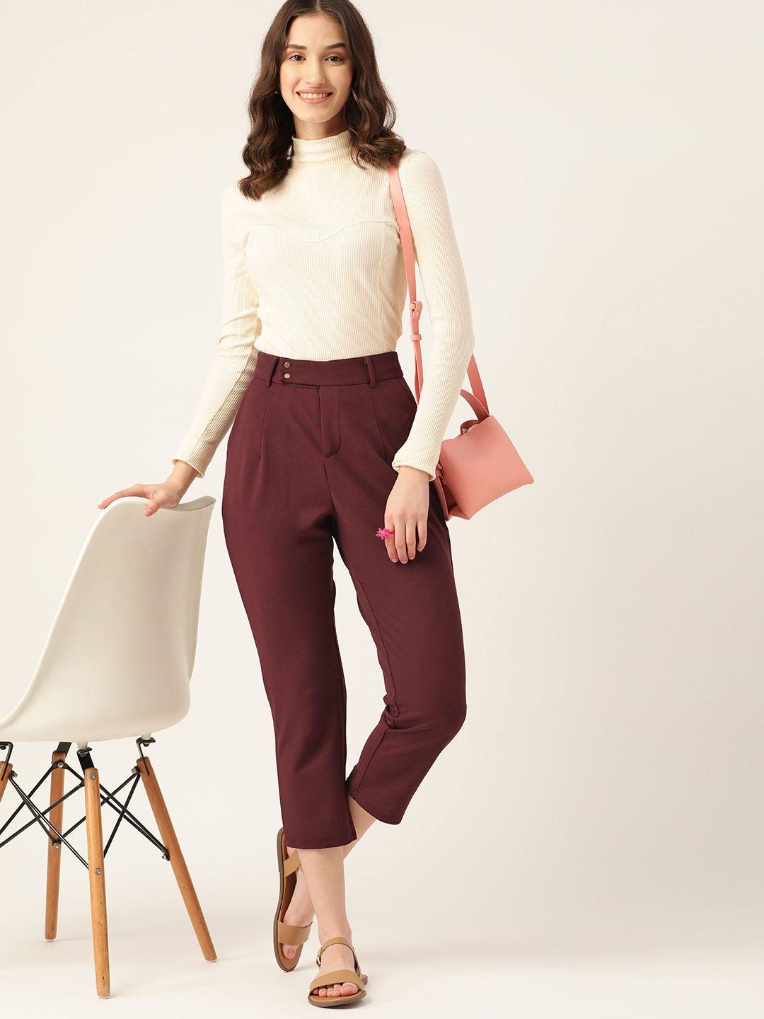 dressberry-women-maroon-high-rise-trousers