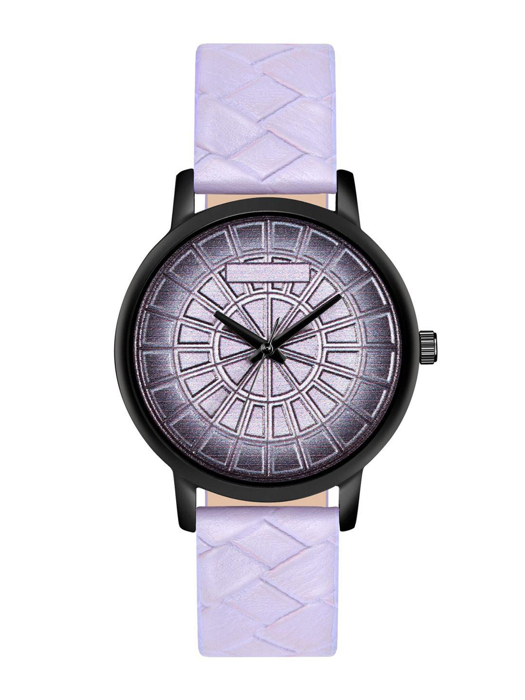 shocknshop-women-lavender-dial-&-purple-leather-textured-straps-analogue-watch-mt509