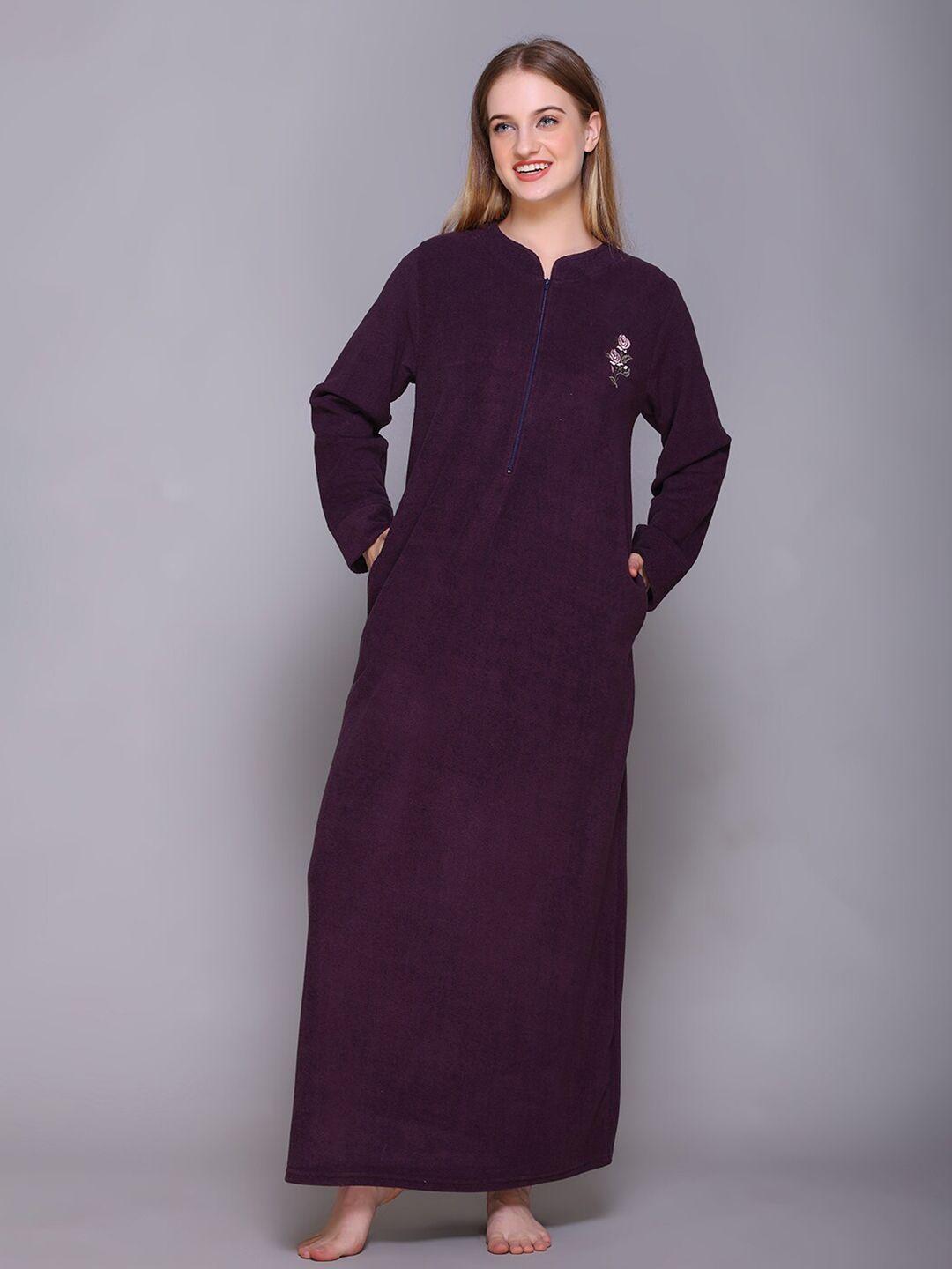 kanvin-women-purple-solid-maxi-nightdress