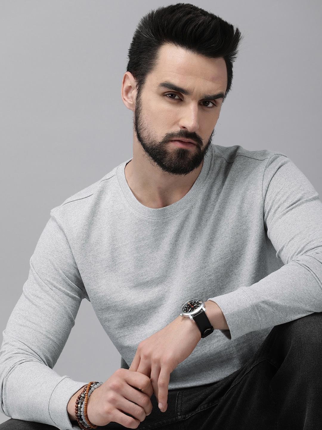 roadster-men-grey-melange-solid-sweatshirt