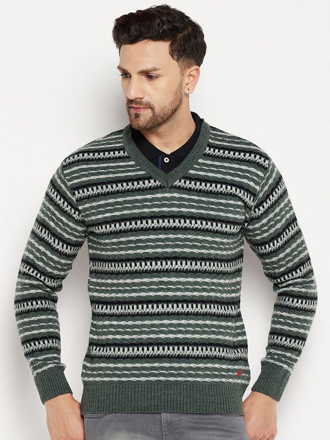 duke-men-green-&-black-striped-striped-pullover