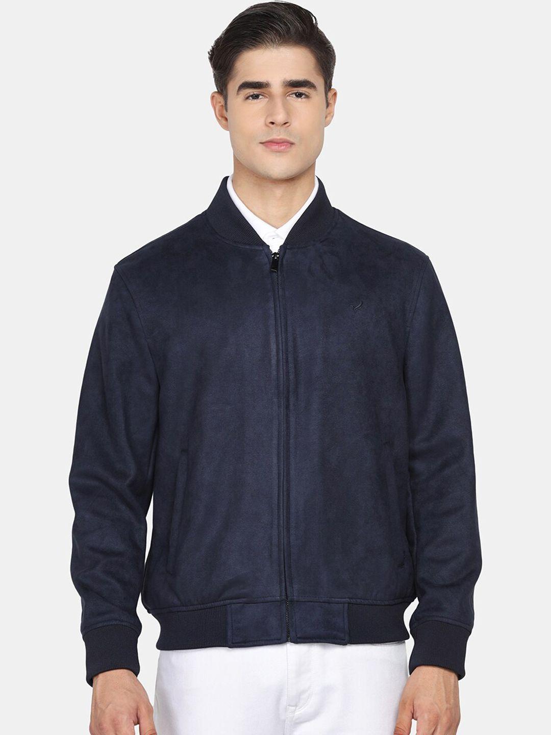 blackberrys-men-navy-blue-solid-long-sleeves-bomber-jacket