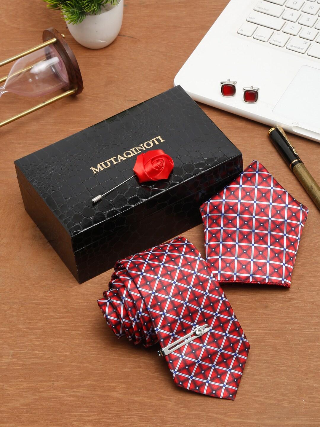 mutaqinoti-men-red-printed-accessory-gift-set