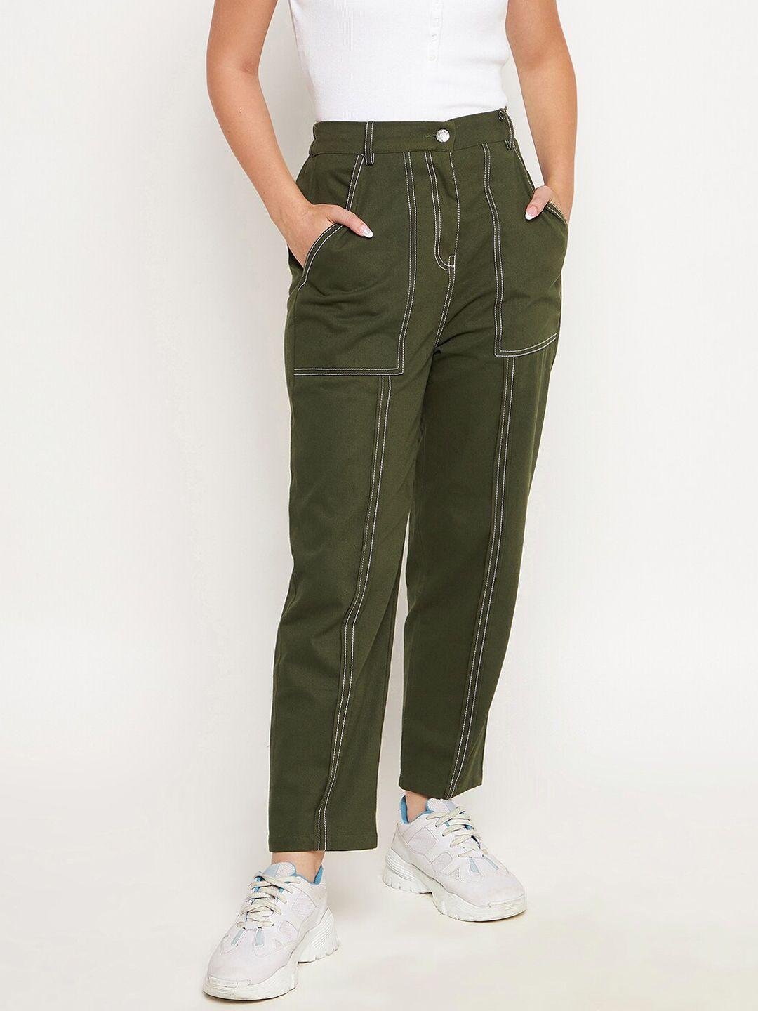 winered-women-olive-green-relaxed-high-rise-easy-wash-trouser