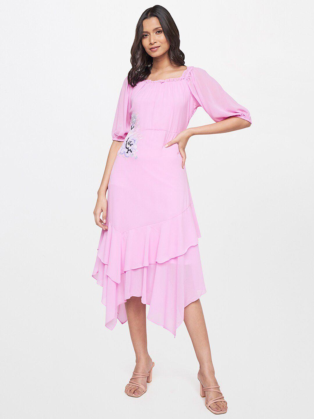 and-women-pink-a-line-midi-dress