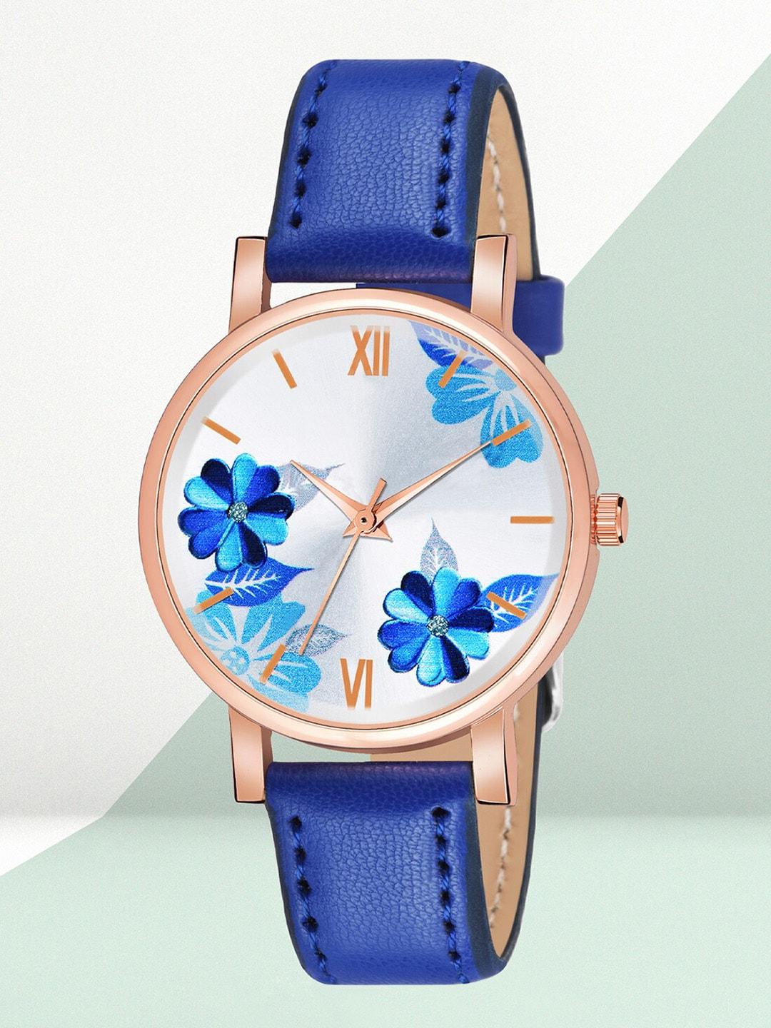 shocknshop-women-blue-printed-dial-&-blue-leather-straps-analogue-watch-w47blue