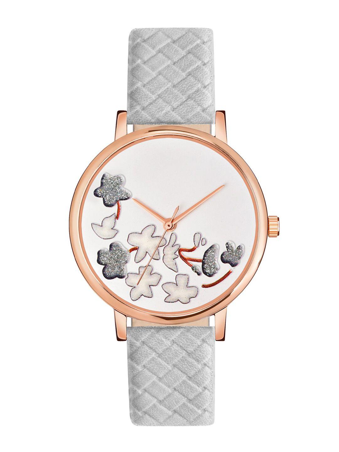 shocknshop-women-grey-printed-dial-&-grey-leather-straps-analogue-watch-mt505
