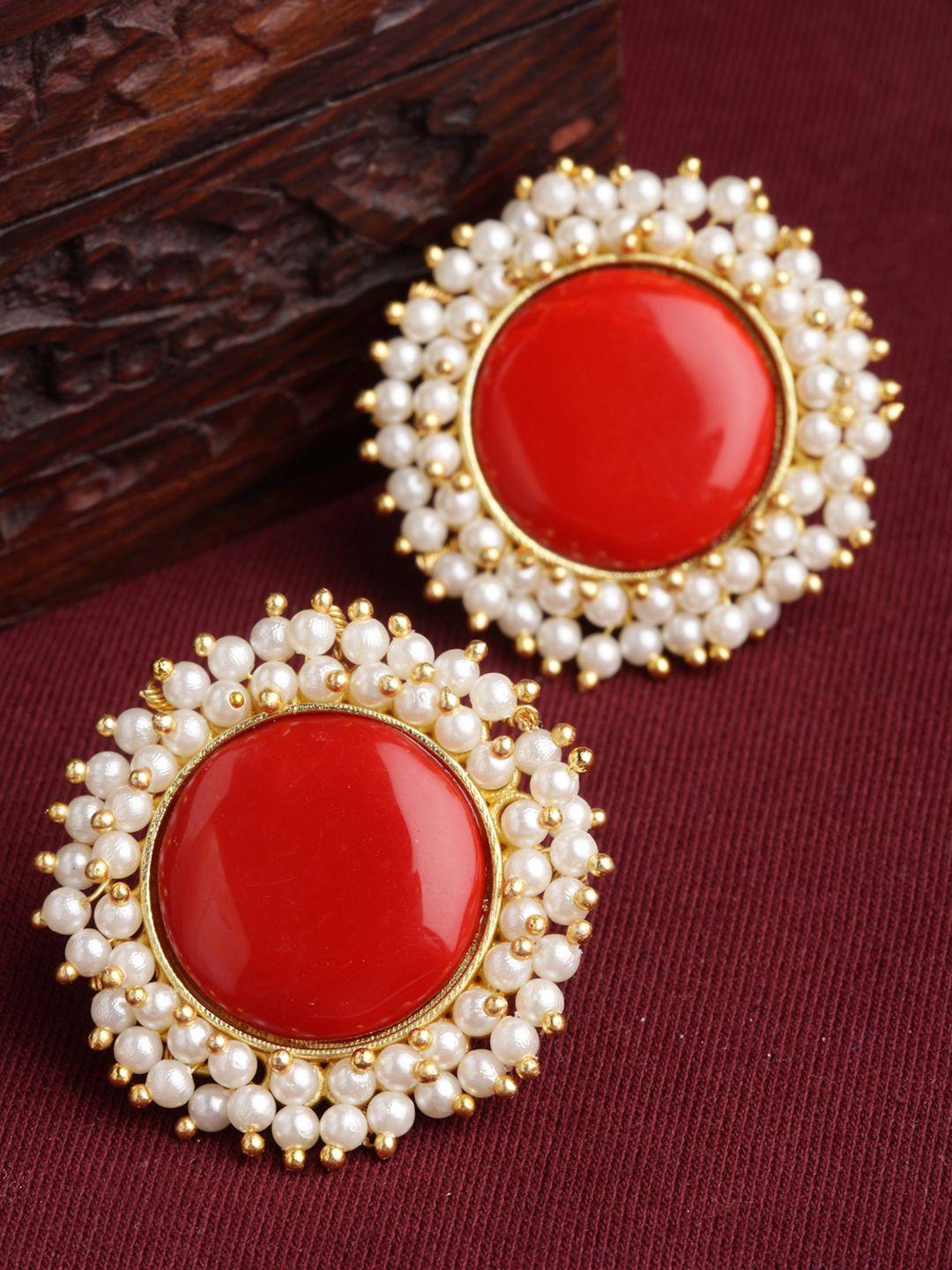 panash-gold-toned-&-white-circular-studs-earrings