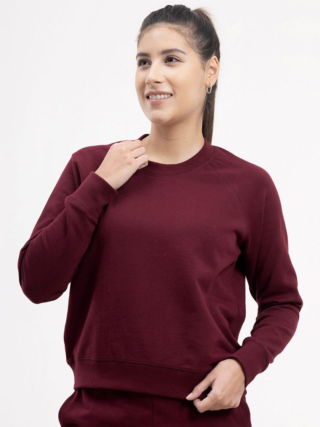 fablestreet-women-maroon-cotton-sweatshirt