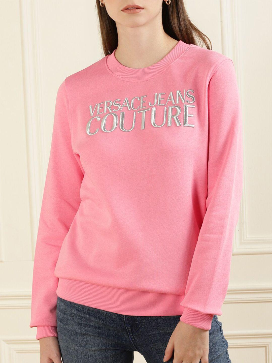 versace-jeans-couture-women-pink-vjc-brand-embroidered-pure-cotton-sweatshirt