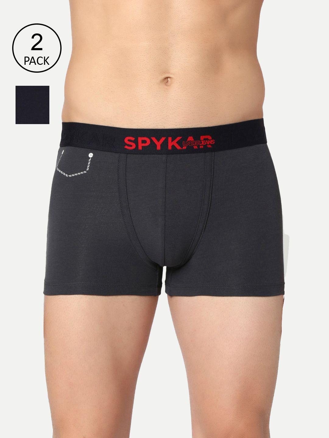 underjeans-by-spykar-men-pack-of-2-solid-trunks