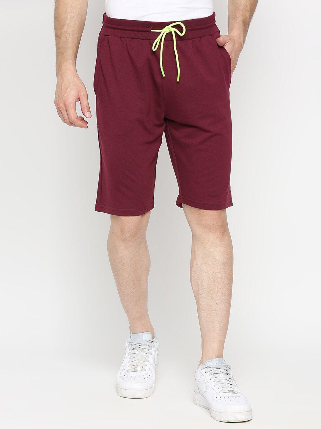 underjeans-by-spykar-men-maroon-solid-shorts