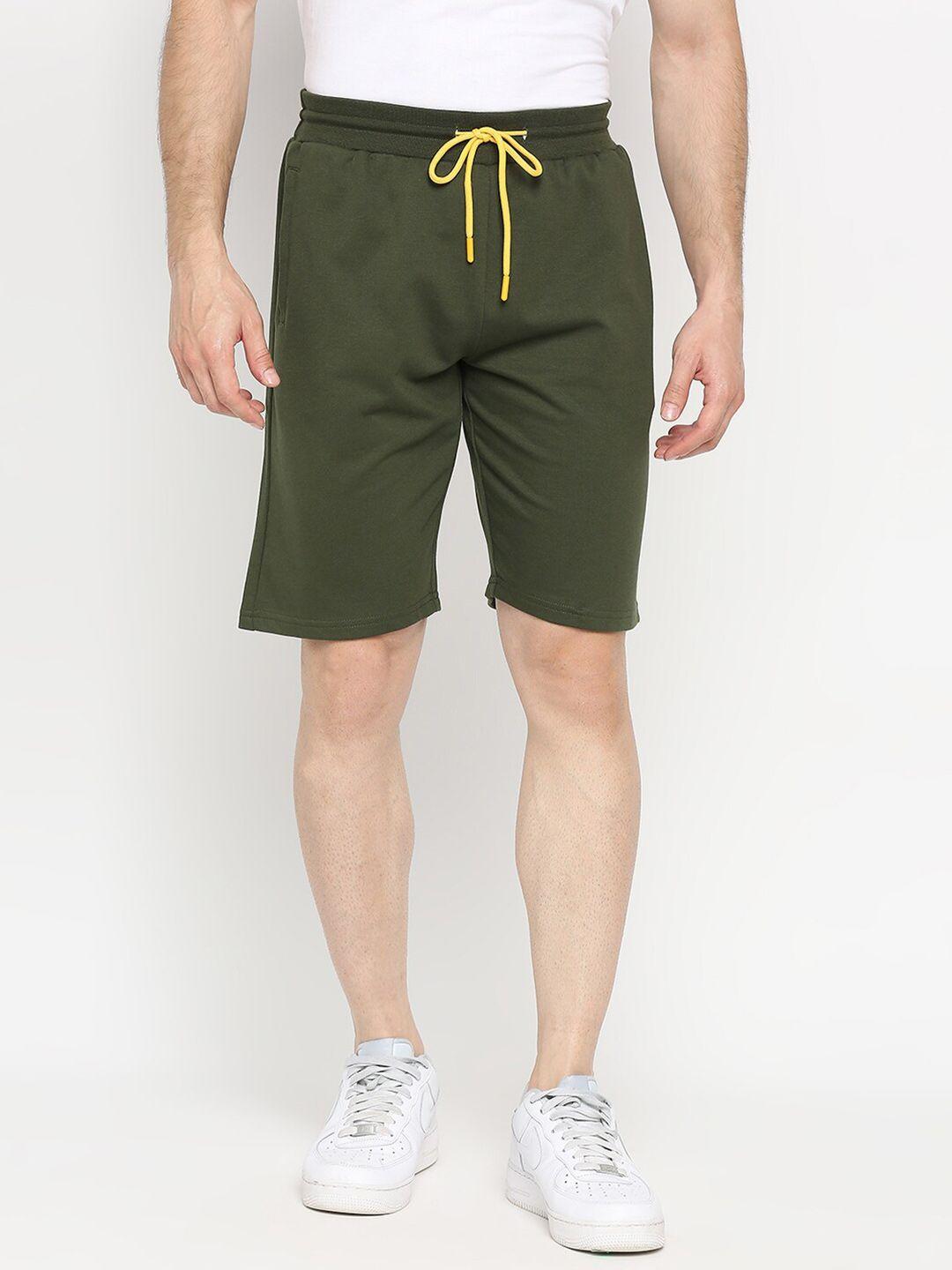 underjeans-by-spykar-men-olive-green-solid-shorts