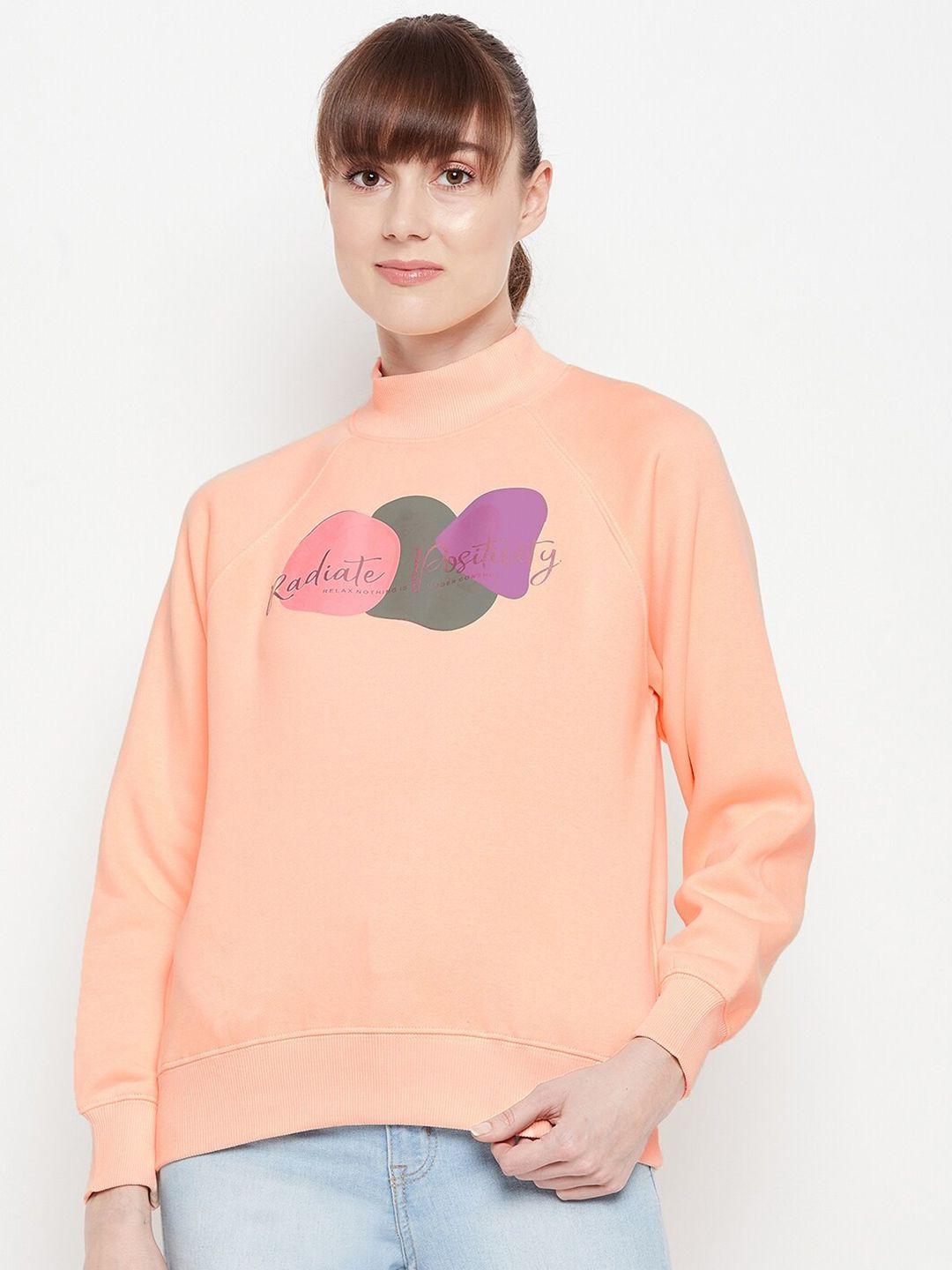 madame-women-peach-coloured-printed-sweatshirt