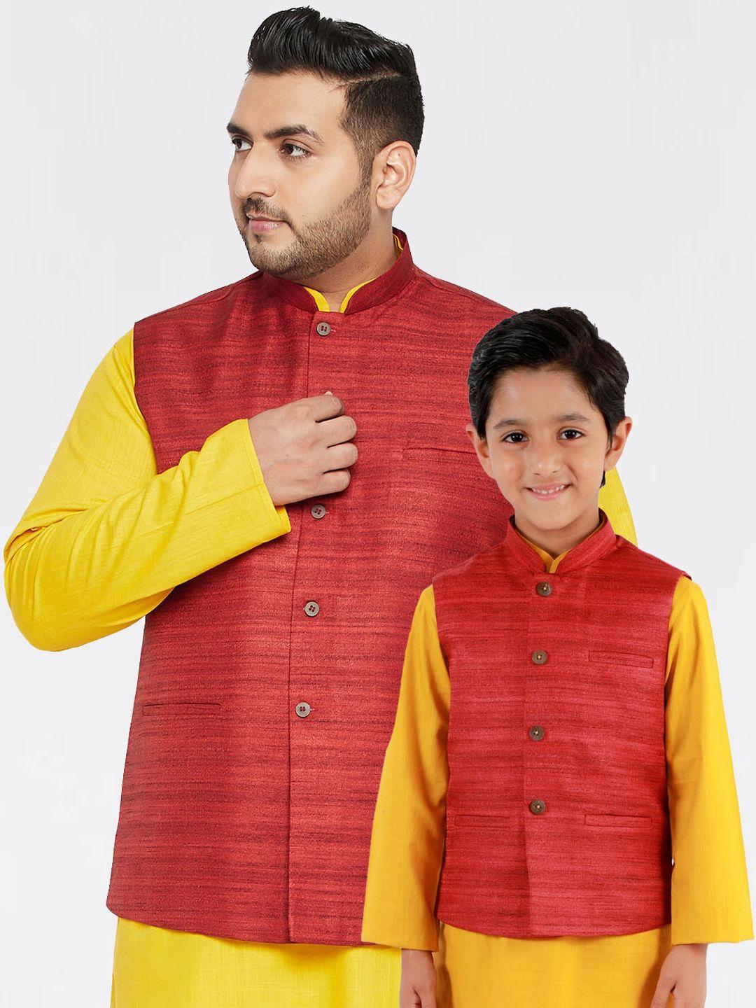 vastramay-plus-men-maroon-woven-design-nehru-jacket