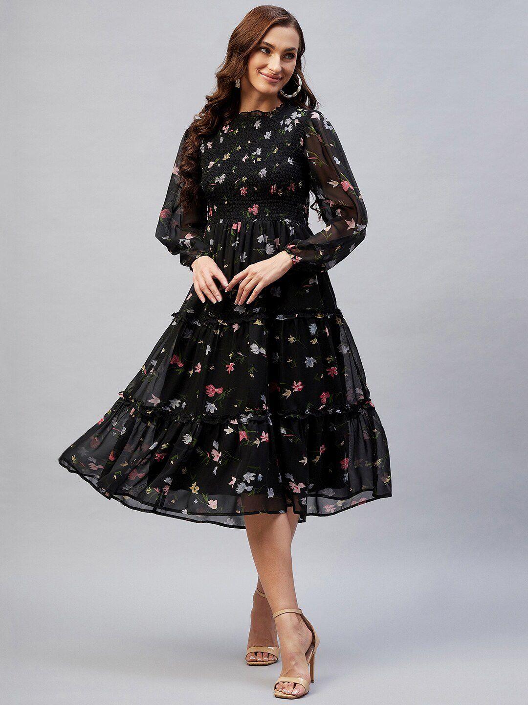 rare-black-floral-georgette-midi-dress