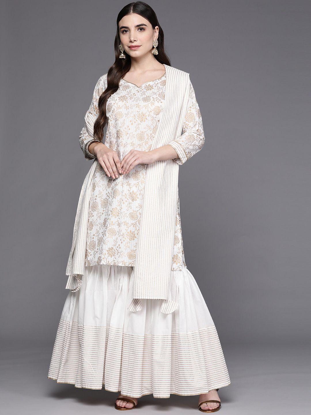 indo-era-women-off-white-floral-printed-gotta-patti-kurta-with-sharara-&-with-dupatta