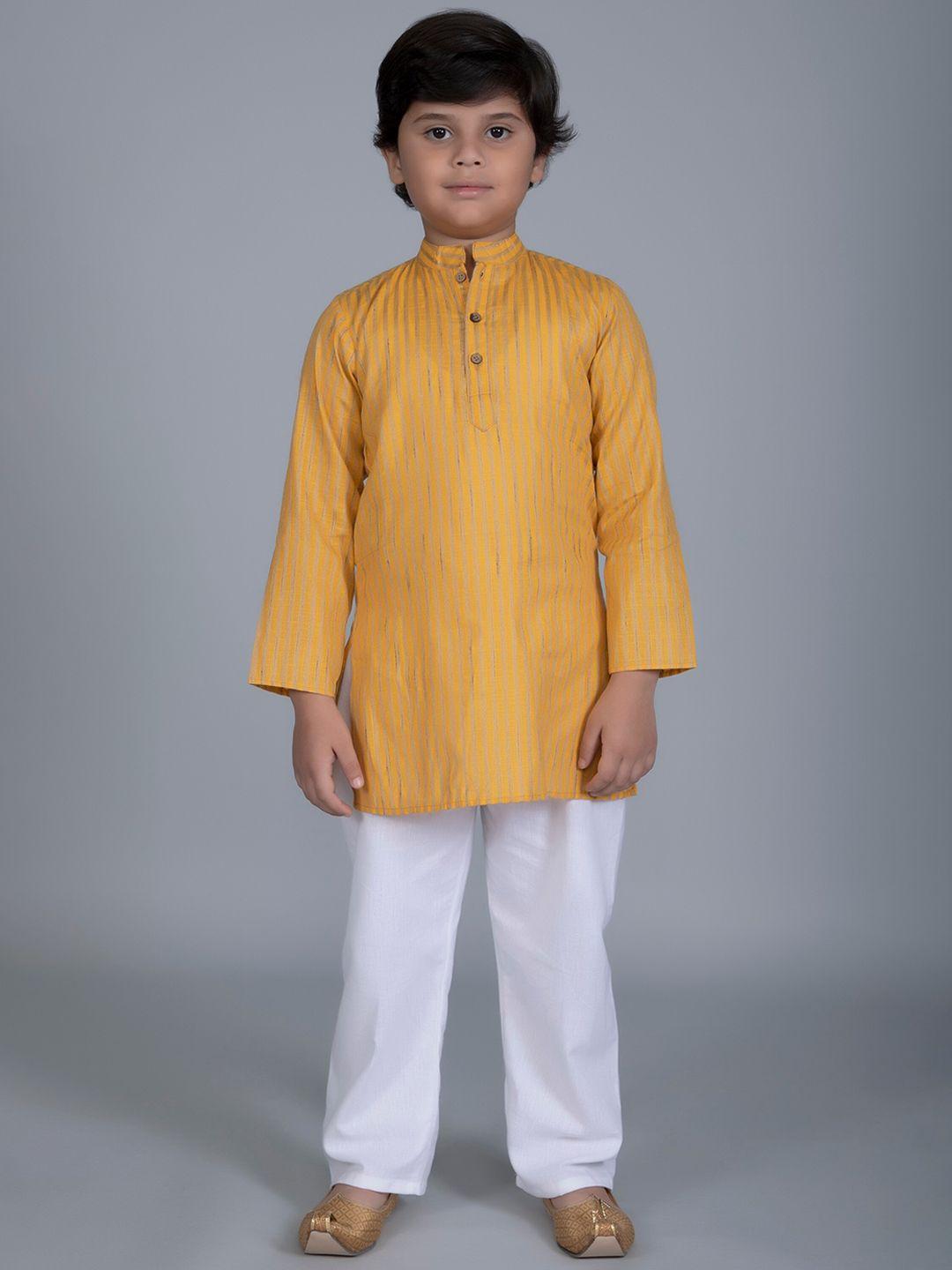 vastraa-fusion-boys-yellow-striped-pure-cotton-kurta