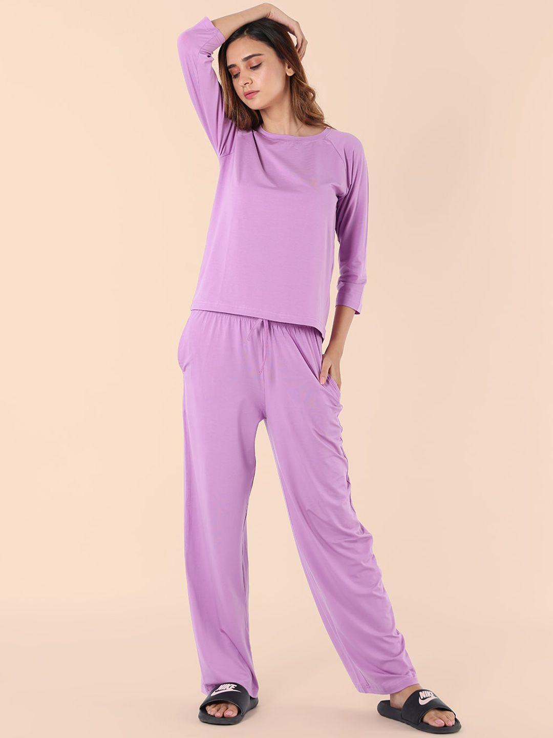nite-flite-women-purple-solid-night-suit