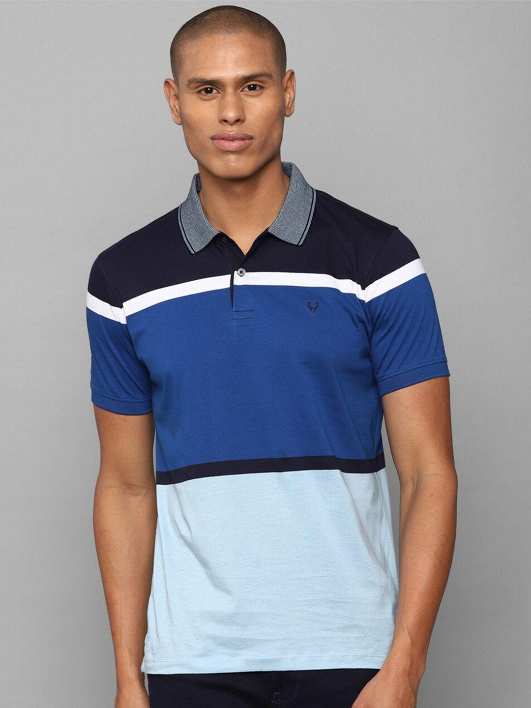 allen-solly-men-blue-&-black-colourblocked-polo-collar-cotton-t-shirt