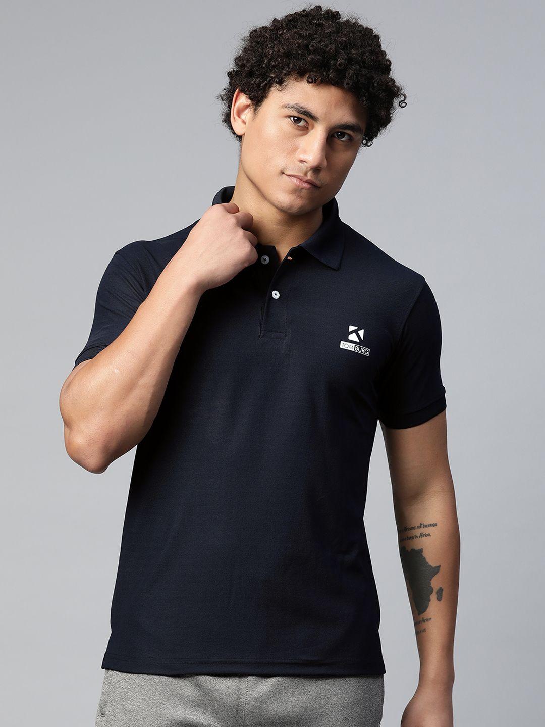 tom-burg-men-navy-blue-brand-logo-printed-polo-collar-antimicrobial-t-shirt