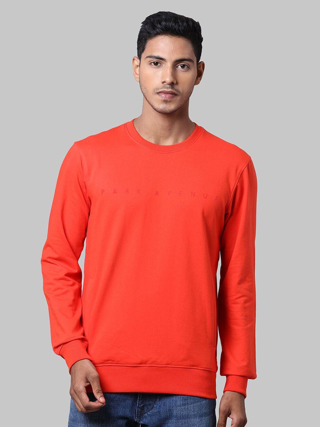 park-avenue-men-orange-solid-round-neck-cotton-sweatshirt