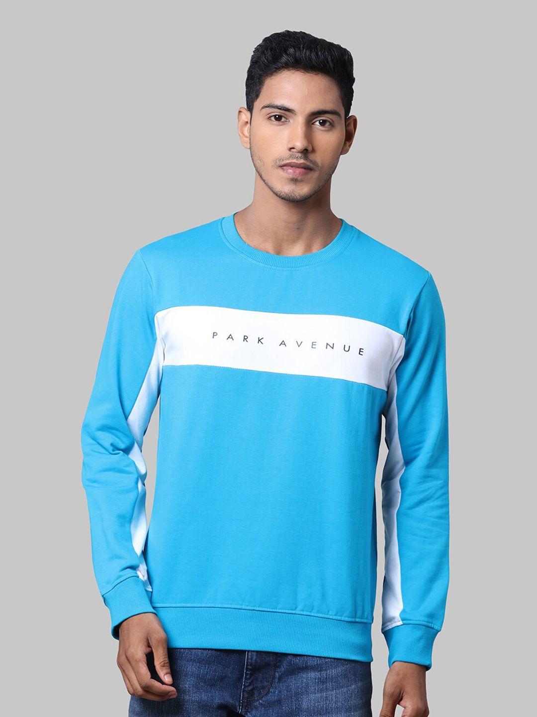 park-avenue-men-blue-&-white-printed-cotton-sweatshirt