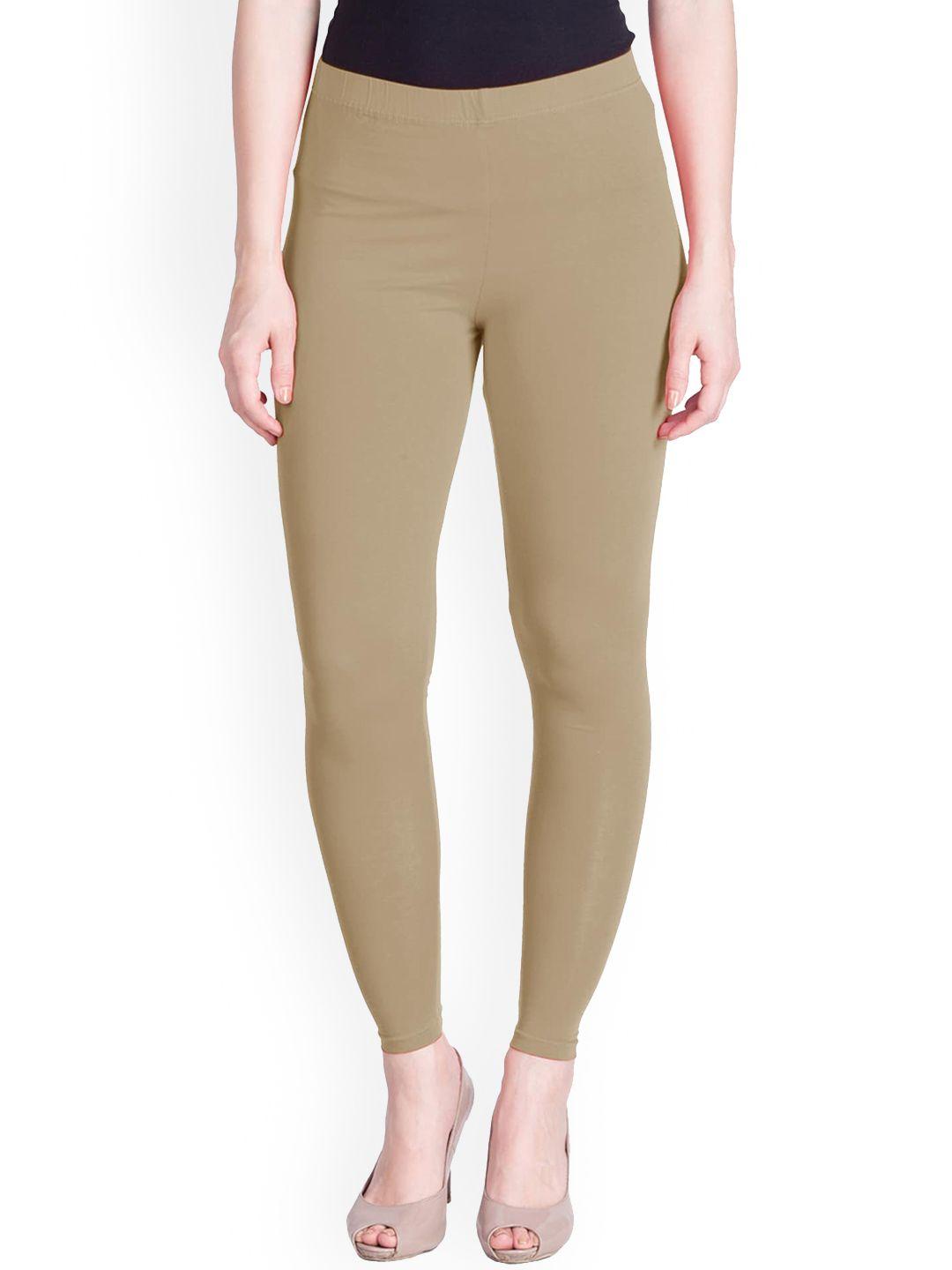lyra-women-beige-solid-ankle-length-leggings