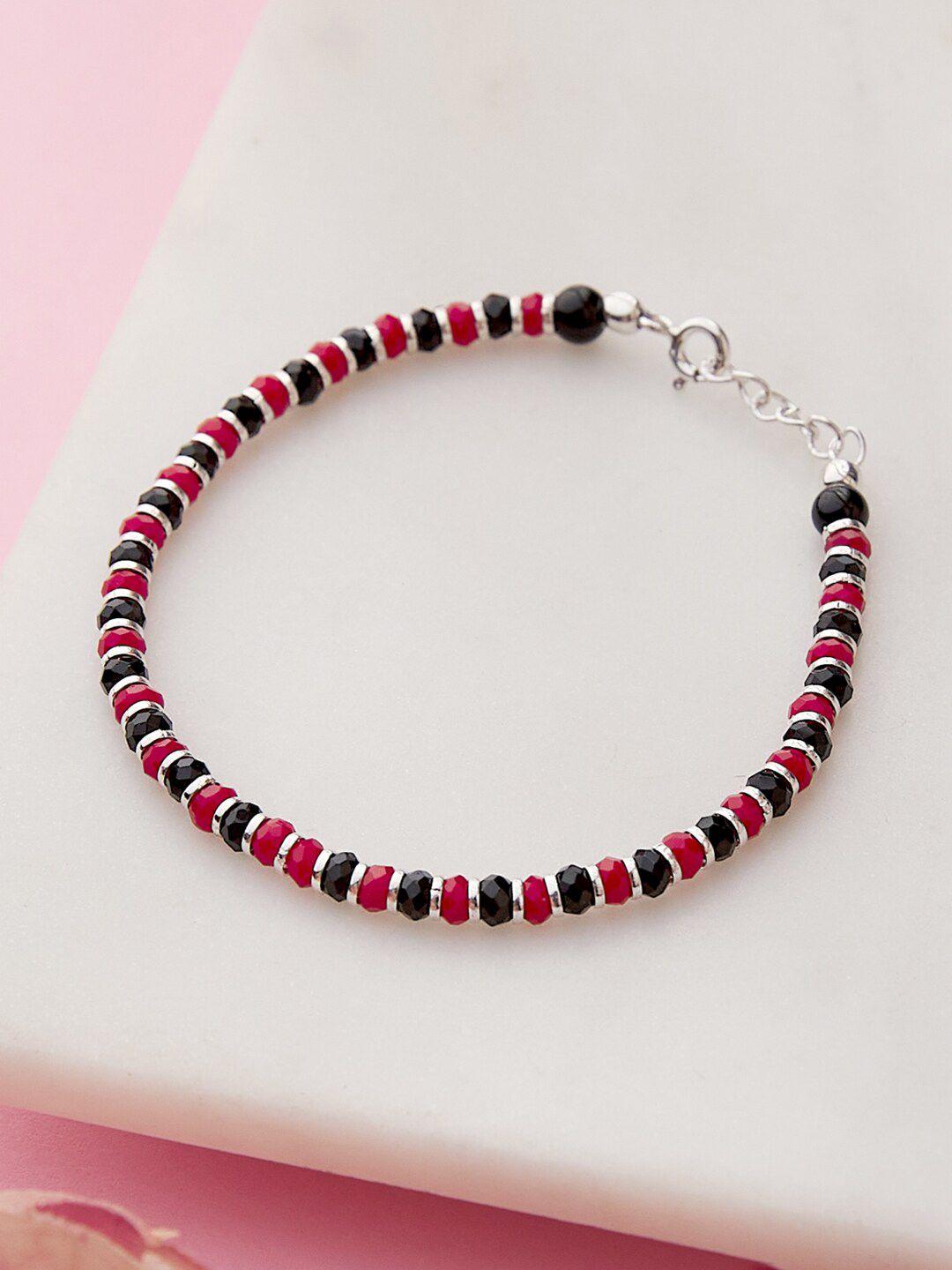 fabindia-women-silver-toned-&-red-silver-link-bracelet