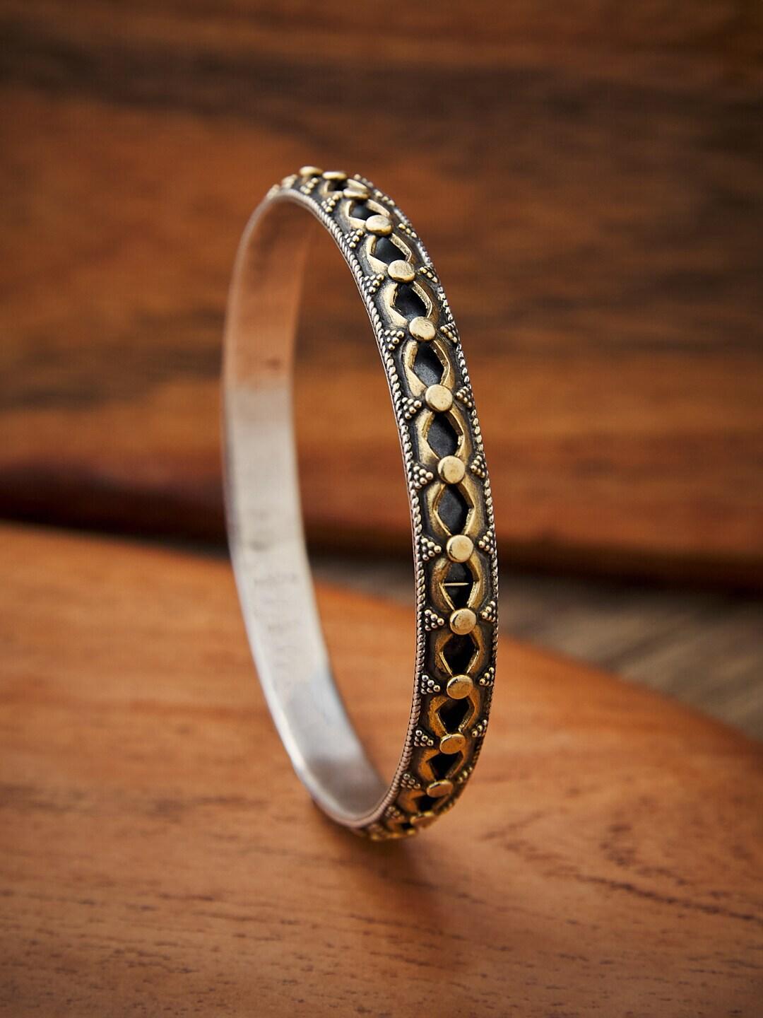 fabindia-women-black-silver-bangle-style-bracelet