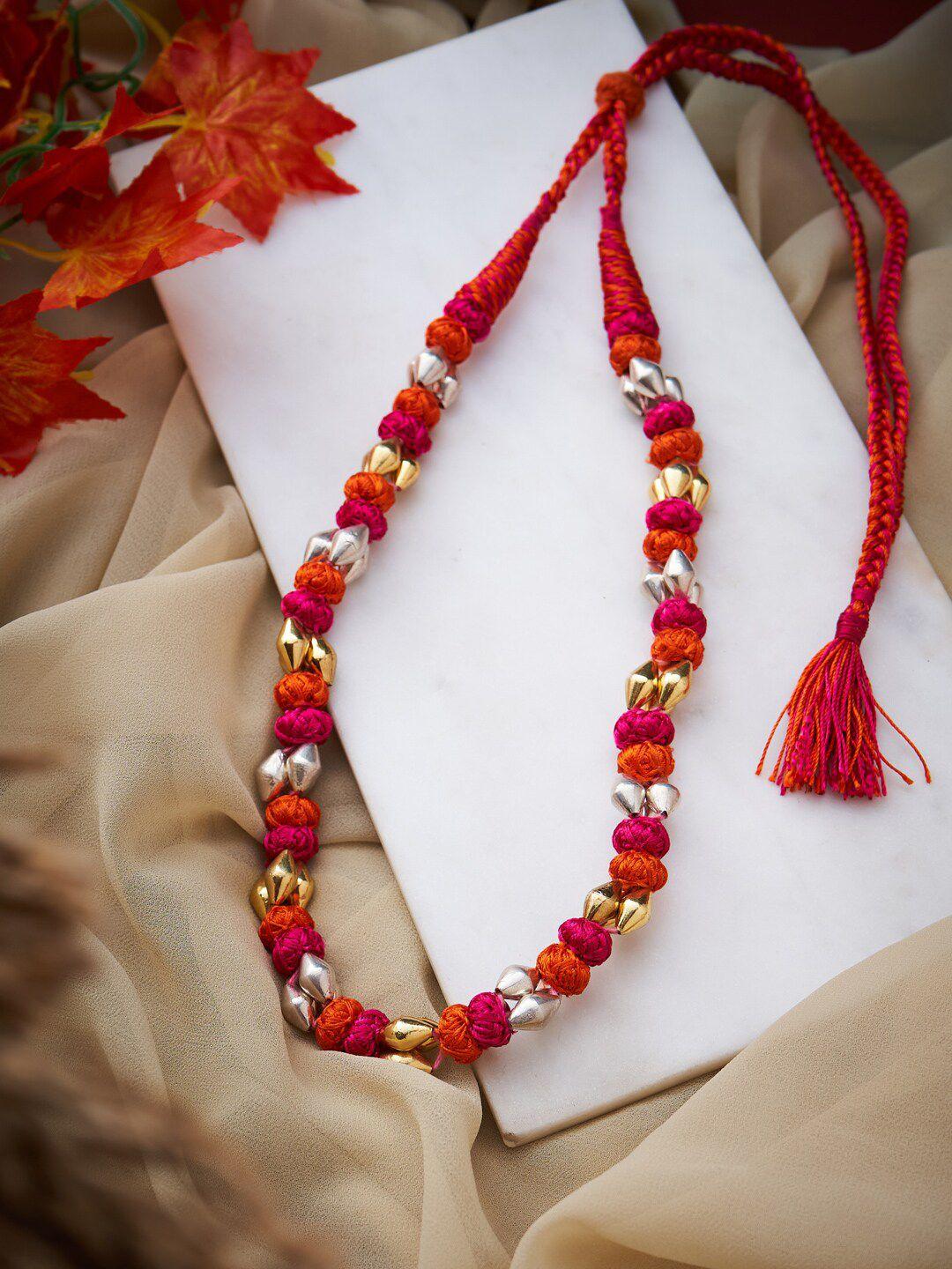 fabindia-women-red-&-gold-toned-silver-necklace
