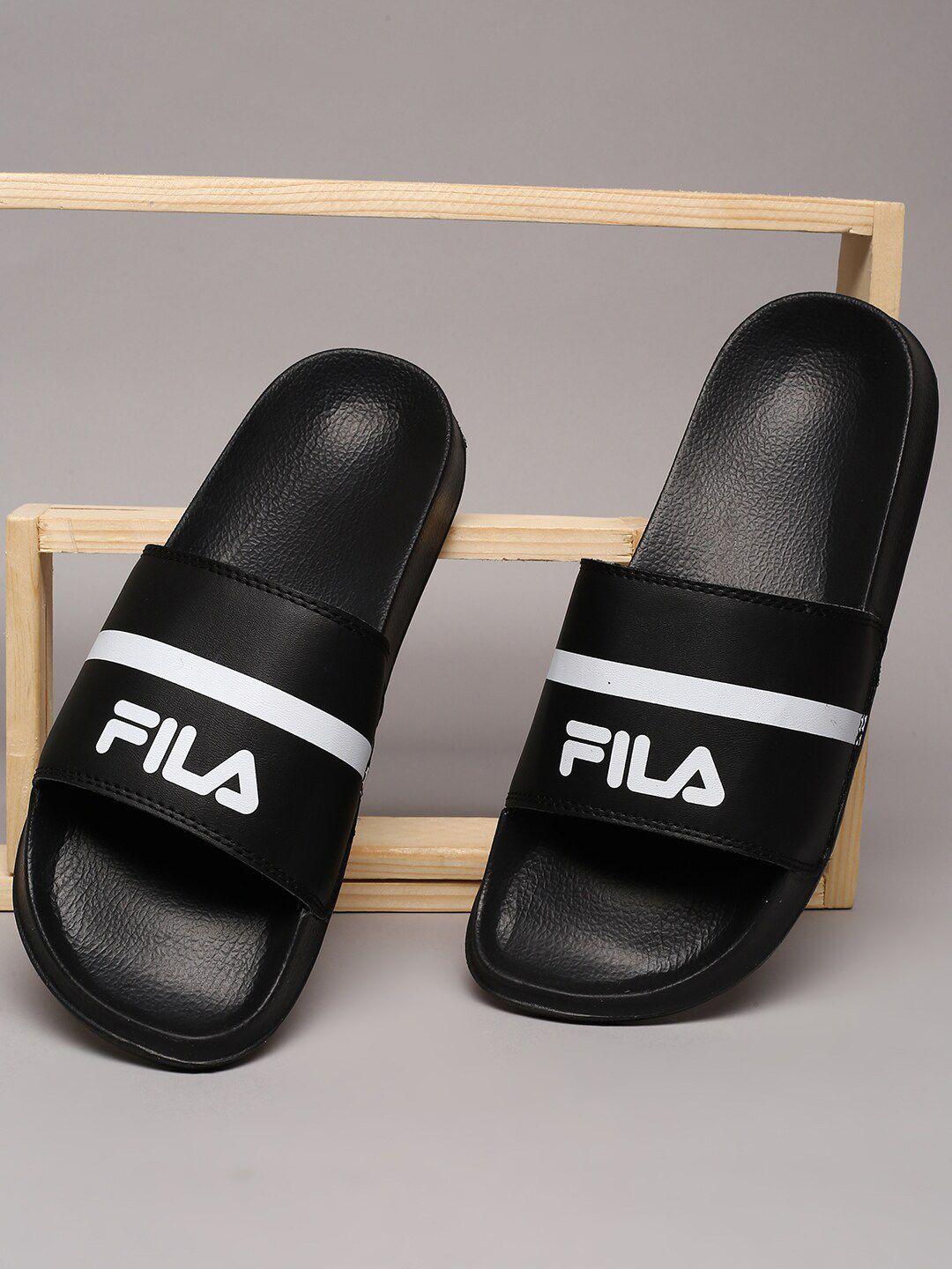 fila-men-black-&-white-barkonplus-printed-rubber-sliders