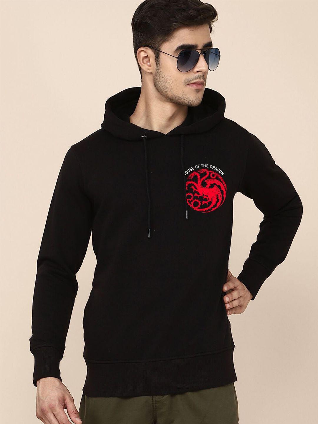 free-authority-men-black-house-of-dragon-printed-pure-cotton-hooded-sweatshirt