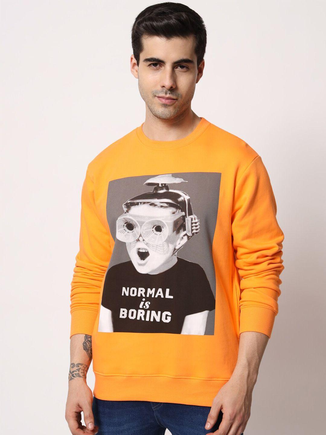 the-dry-state-men-orange-printed-fleece-sweatshirt