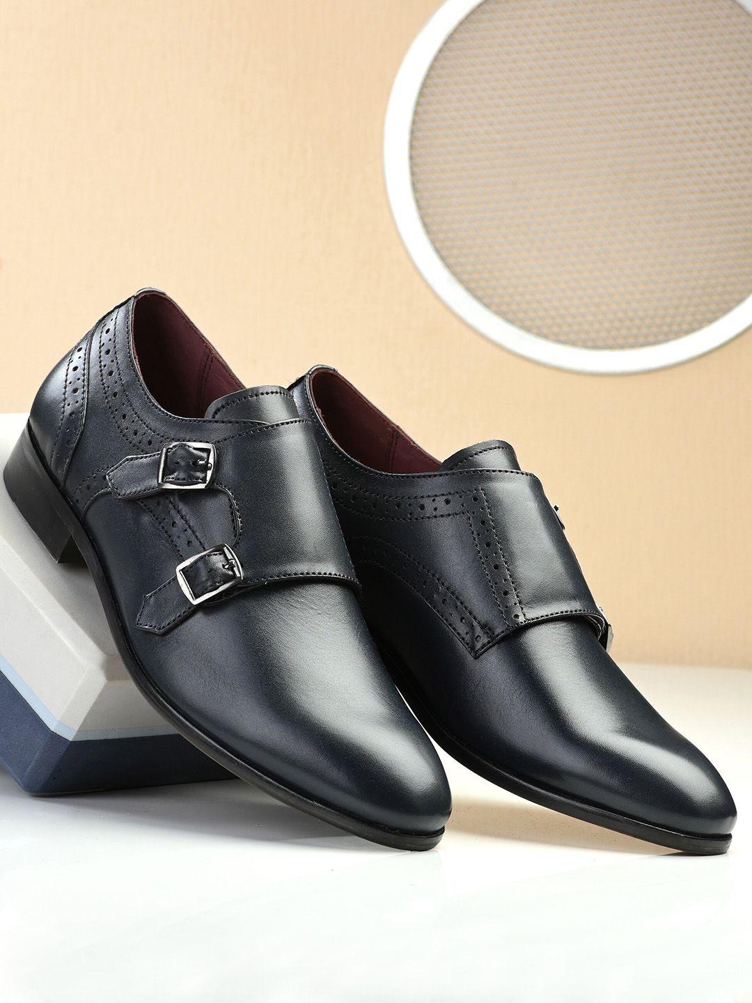 san-frissco-men-navy-blue-solid-leather-formal-monk-shoes